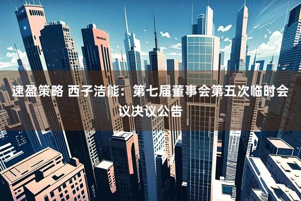 速盈策略 西子洁能：第七届董事会第五次临时会议决议公告